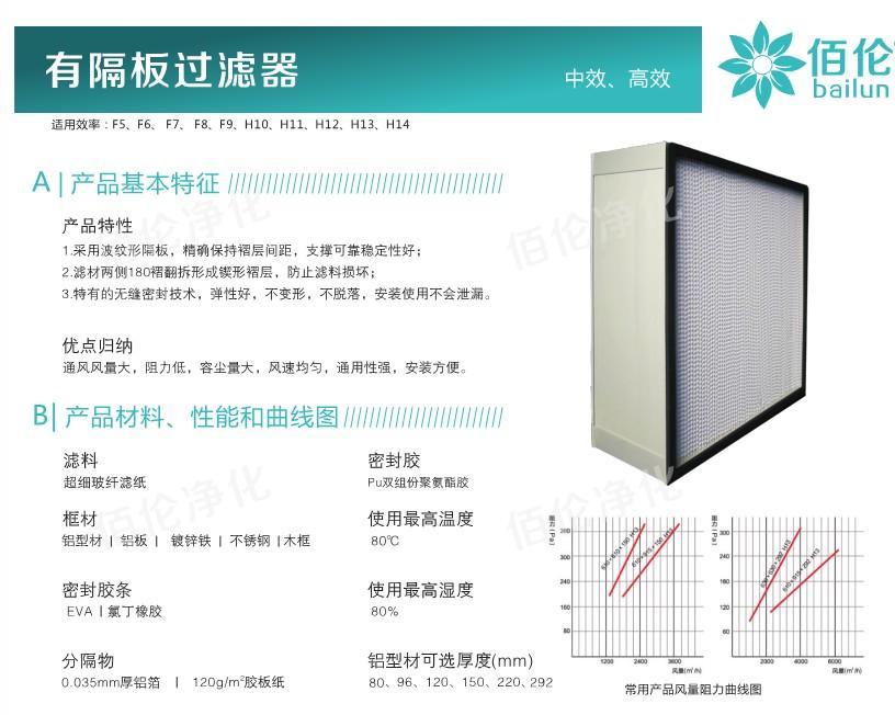 有隔板高效空氣過濾器 有隔板高效空氣過濾器